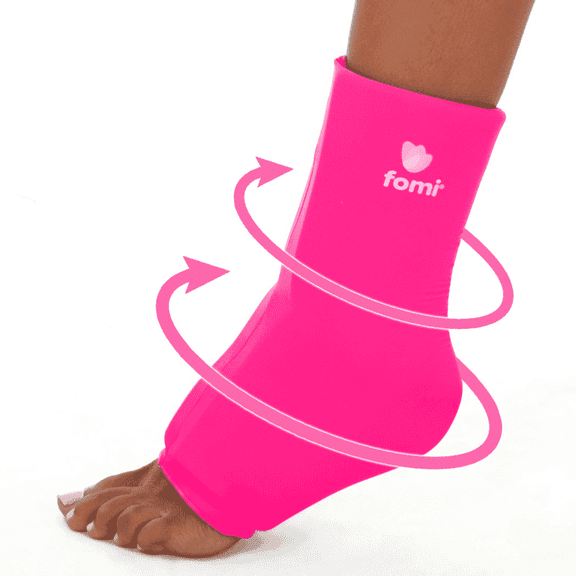 FOMI Hot Cold Ankle Foot Gel Ice Pack Wrap | Premium Comfort 360 Degree Solid Gel Cooling Compression  | One Size (Pink)