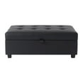 thumbnail image 4 of CorLiving Aubin Black Faux Leather Upholstered Contemporary Storage Ottoman, 4 of 12