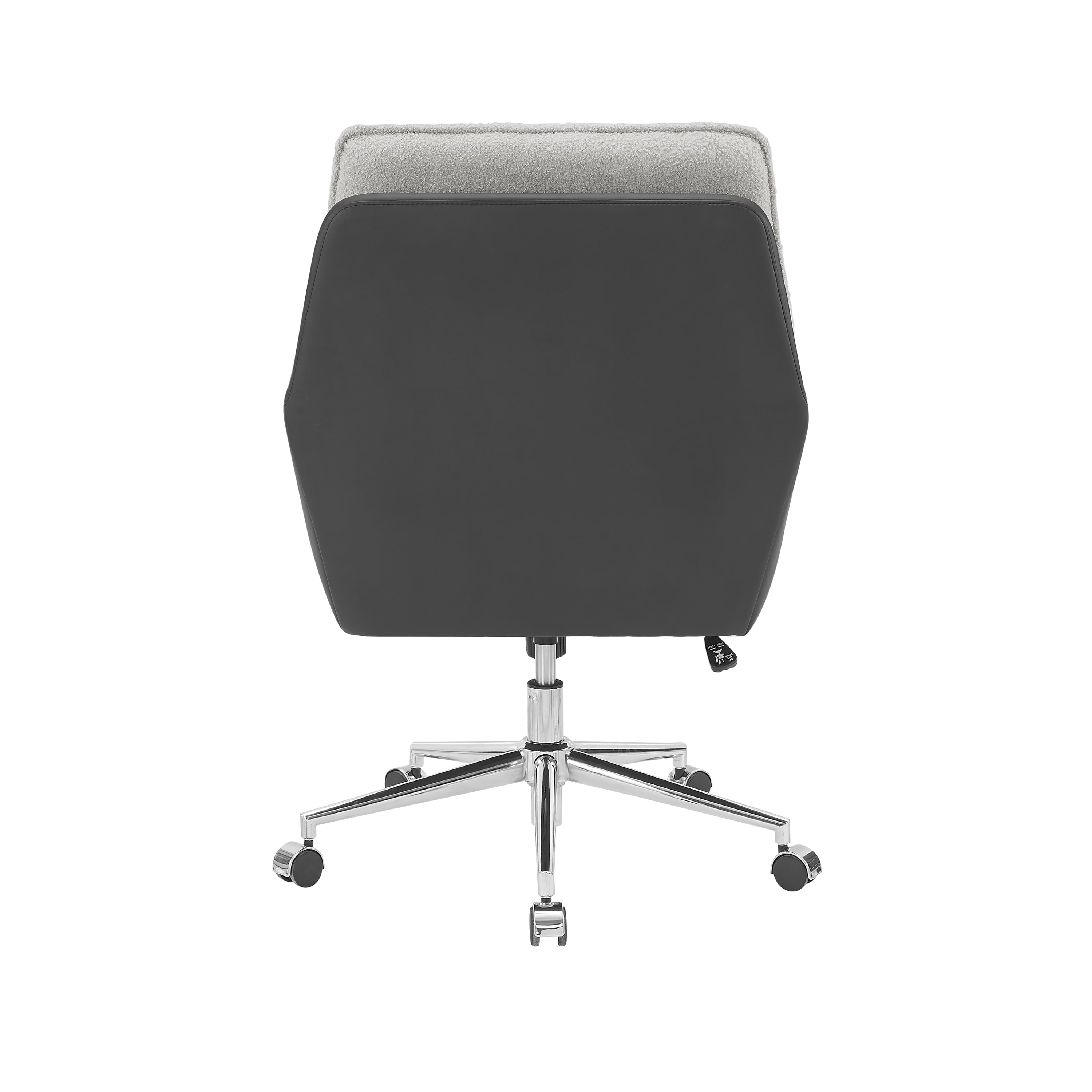 Linon Merle Faux Leather High Back Office Chair with Castors, Black/Gray Sherpa