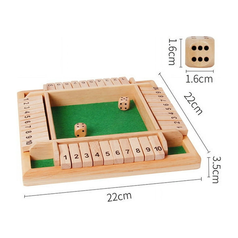 4 Player Shut the Box Wooden Board Games for Kids Adults 4-Sided Shut the  Box