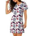 thumbnail image 2 of Fotbe Red Wine Glass Bottle Bata de Dormir para Mujer con Estampado, Camisón de Algodón de Manga Corta, Ropa de Dormir Casual, 2 of 6