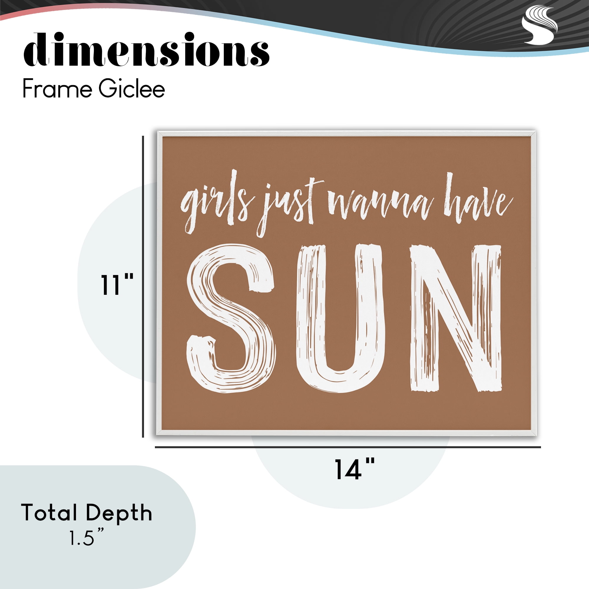 Girls Wanna Have Sun Brown White Framed Giclee Art, design by Lettered and Lined