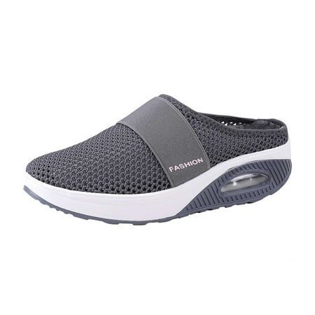 

Honeeladyy Women s Platform Lightweight Hollow Half Slippers Mesh Round Head Sandals Dark Gray Clearance under 5$
