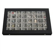JackCubeDesign 40 Compartments Jewelry Display Tray Showcase Organizer Storage Box Slots Holder for Earring, Ring with Acrylic Cover(Black, 16.97 x 9.7 x 1.65 inches) -:MK333A
