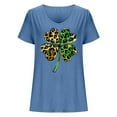 thumbnail image 4 of lcziwo Women's St. Patrick's Day Shirts Casual Cotton Comfy U Neck Lucky Clover Graphic Tee Tops 2025 Summer Short Sleeve Irish Shirt Blue S Back to School Sales, 4 of 5
