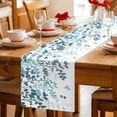 thumbnail image 5 of Teal Blue Leaves Table Runner - 36 Inch Long Summer Botanical Cotton and Linen Blended Dress Scarves Farmhouse Table Runner for Kitchen Dining, Coffee Table, 13" x 36", 5 of 8