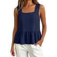 thumbnail image 3 of Tank Tops for Women V Neck Cute Cotton Linen Sleeveless Vacation Vests, 3 of 6