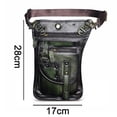 thumbnail image 2 of Hukapapa - Riñonera táctica de piel auténtica para hombre, riñonera cruzada con pierna caída, color verde oscuro, 2 of 5