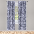 thumbnail image 3 of Ambesonne Floral Curtains, Dots Lines Gzhel Ornament, Pair of 28"x63", Indigo and Pale Grey, 3 of 5