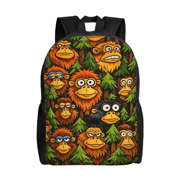 Monkey Backpack Full Front Print Travel Laptop Bag for Men and Women