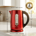 thumbnail image 2 of OVENTE 1.7L Electric Kettle with Temperature Control, 1100W, Red KS58R | Stainless Steel Water Boiler and Heater, Keep Warm Function, Auto Shut-Off, Boil-Dry Protection and Lift-Off Cordless Design, 2 of 9