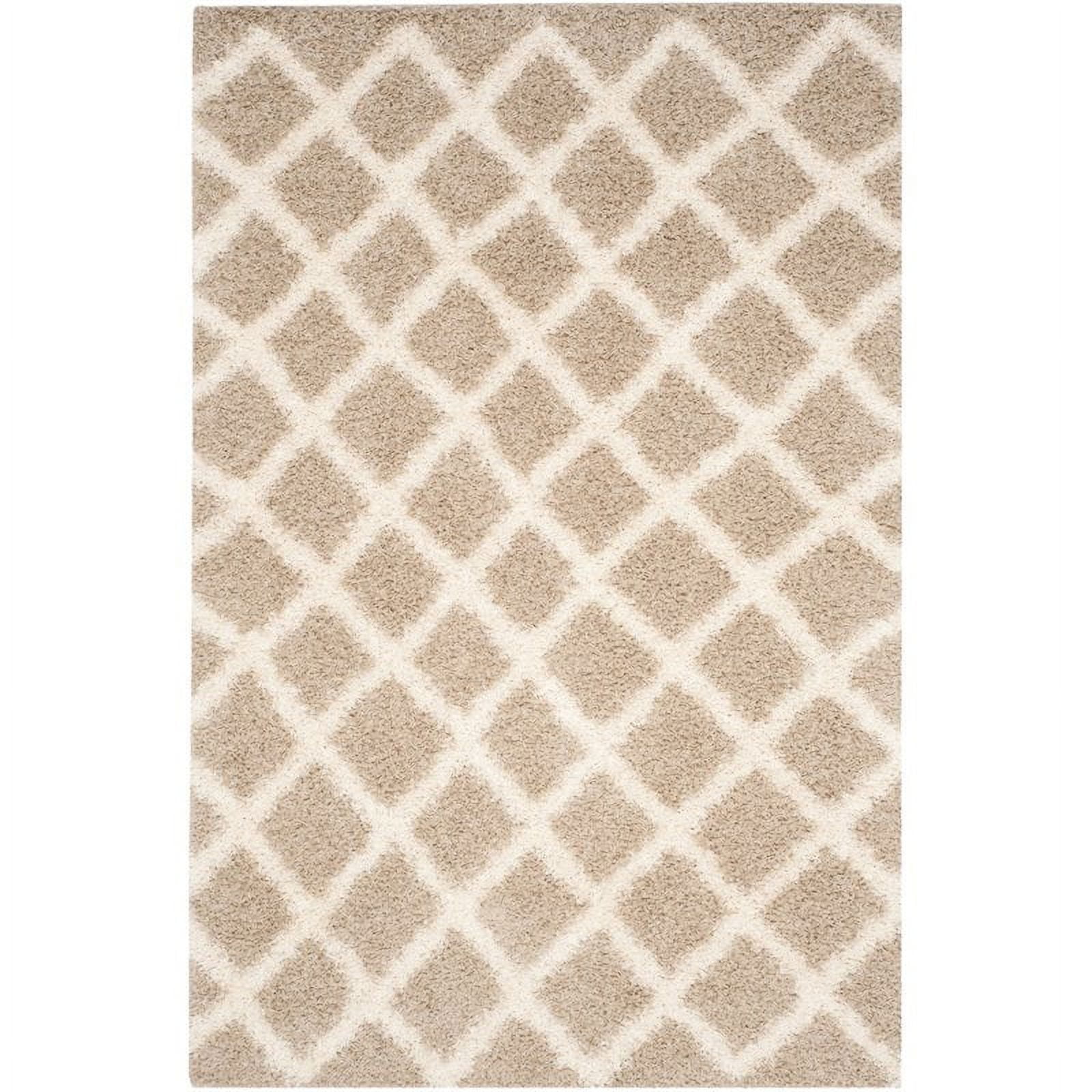 SAFAVIEH Dallas Jerrie Geometric Shag Area Rug, Beige/Ivory, 5'1" x 7'6"