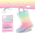 thumbnail image 4 of Kids Toddler Light Up Rain Boots Girls Waterproof Easy on Rain Shoes, Pink Gradient, Size 11, 4 of 7