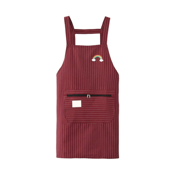 Delantal de cocina de algodón y lino para hombres y mujeres, transpirable y resistente a las manchas, con tirantes ajustables y un gran bolsillo con cremallera. Delantal tipo babero para el hogar,