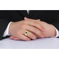 thumbnail image 2 of RYLOS Men's Rings 14K Yellow Gold Classic 7X5MM Oval Gemstone & Diamond Ring Green Sapphire September Birthstone Rings For Men, Gold Rings Size 13, 2 of 7