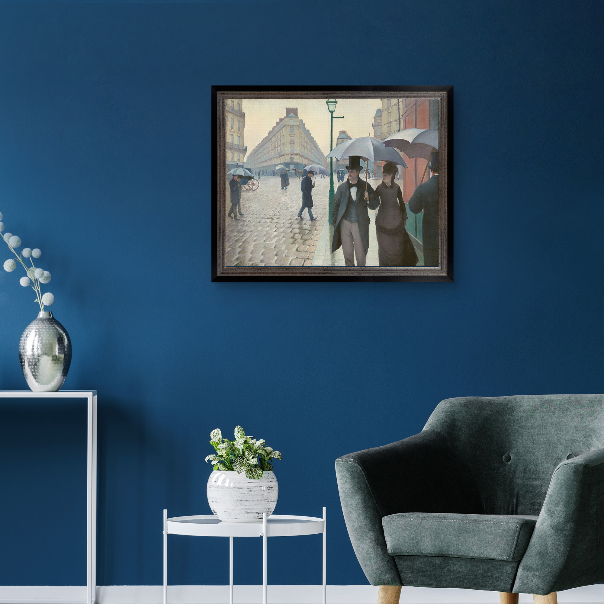 Rainy Day in Paris Framed Canvas