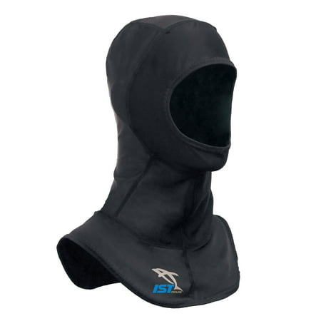 IST Lycra Spandex Diving Hood, Wetsuit Cap Head Cover with Bib & Anti Chafe Seams for Scuba Divers (Black, Medium)