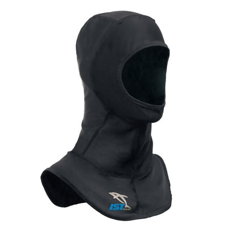 IST Lycra Spandex Diving Hood, Wetsuit Cap Head Cover with Bib & Anti Chafe Seams for Scuba Divers (Black,