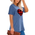 thumbnail image 2 of Anbech Plaid Heart Plus Size T-Shirts for Women Graphic Red Heart Print Short Sleeves Tees Plus T-Shirt with Round Neck, 2 of 4