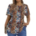 thumbnail image 2 of Fantaslook Blouses for Women Pleated Short Sleeve Tunic Tops Dressy Casual Summer Shirts, 2 of 9
