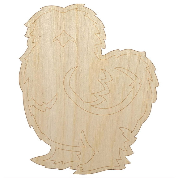 Fluffy Silkie Chicken Wood Shape Unfinished Piece Cutout Craft DIY Projects - 4.70 Inch Size - 1/8 Inch Thick