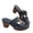 Blue, variant on Womens Chunky Heel Sandals Comfortable Walking Shoes Slip On Open Toe PU Leather Dressy Beach Vacation Fashion Sandals Slippers Black