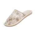thumbnail image 2 of Women’s Floral Lace Embroidery Open Toe House Slippers, Breathable Mesh Slip On Indoor Bedroom Slippers Non Slip Soft Sole Casual Home Shoes for Ladies,White 43, 2 of 9