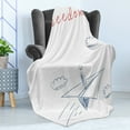 thumbnail image 4 of Adventure Soft Flannel Fleece Blanket, Flying Paper Plane in Hand Drawn Sketch Cartoon Style Freedom Text Clouds, Cozy Plush for Indoor and Outdoor Use, 70" x 90", Bluegrey Red White, by Ambesonne, 4 of 5