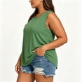 thumbnail image 7 of hoksml Women Round Neck Sleeveless Tank Top Curved Hem Loose Plus Size Casual Tee for Summer Daily Wear, 7 of 7