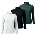 thumbnail image 5 of Comdrip Undershirts for Women, 3 Pack Womens Tops Mock Neck Soft Long Sleeve Shirts Fall Clothes Casual Shirts Basic Tee Basics Tops Green 3XL, 5 of 5