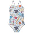 thumbnail image 6 of CCRFTGI Swimsuit for Kids Girls Size 10-12 Summer Adjustable Straps One Piece Beach Bathing Suit Swimwear Cute Open Notebook Pencil Swim Vacation Girls Fashion Bathing Suits Blue 9-10 Years, 6 of 8