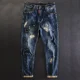 thumbnail image 2 of Pantalones vaqueros para hombre, elásticos, ajustados, ajustados, rotos, con agujeros, estilo retro, talla Xs, 2 of 5