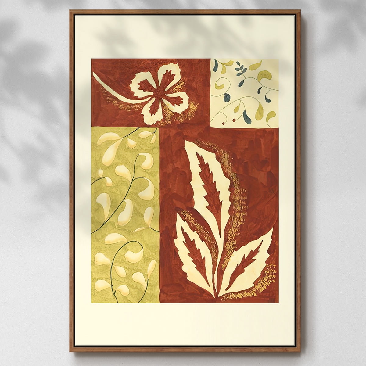 Festive Floral I - Framed Gallery Wrapped Holiday Canvas - 27 x 41 - Rosewood Frame