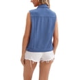 thumbnail image 3 of INSPIRE CHIC Women's Denim Vests Button Down Washed Sleeveless Jean Jackets with Pockets Deep Blue M, 3 of 5