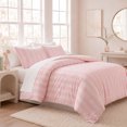 thumbnail image 5 of Plush Pink Striped Duvet Cover Set Queen Size, Ultra Soft Plush Bedding Set, Soft Vintage Romantic Triple Stripe Design, Cozy Feminine Cottage 3-Piece Set, 5 of 9