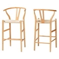 thumbnail image 2 of Baxton Studio Paxton Bar Stool, Beige and Oak Brown, Set of 2, 2 of 9