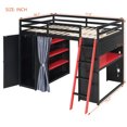 thumbnail image 4 of Mirightone Wood Full Size Gaming Loft Bed with Desk and Storage, Gaming Loft Bed Full with LED Light and Blackout Curtains for Teens Adults – (Black + Red), 4 of 8