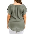 thumbnail image 4 of Gomelly Ladies Chiffon Tops Short Sleeve T Shirt Loose Tunic Blouse Women Lace Up Summer Tee Solid Color T-shirt Gray 3XL, 4 of 5