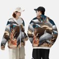 thumbnail image 3 of KLL Coral Fish Dolphin Print Men's Women’s UPF 50+ Sun Protection Outdoor Hoodie Jacket Long Sleeve Fishing Hiking Performance Shirt-Small, 3 of 6