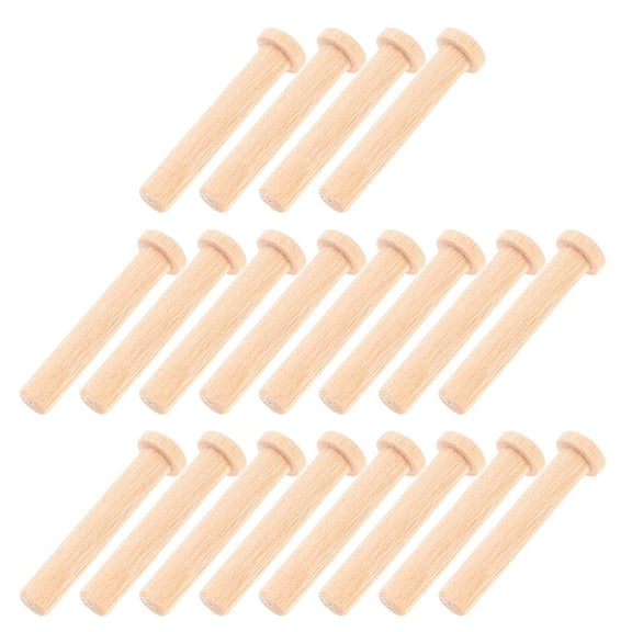 IDEANATEGRATE 20Pcs Wood Nail T Shape Round Head Solid Wood for Crafting and Woodworking Projects 1.3x0.3x0.3in