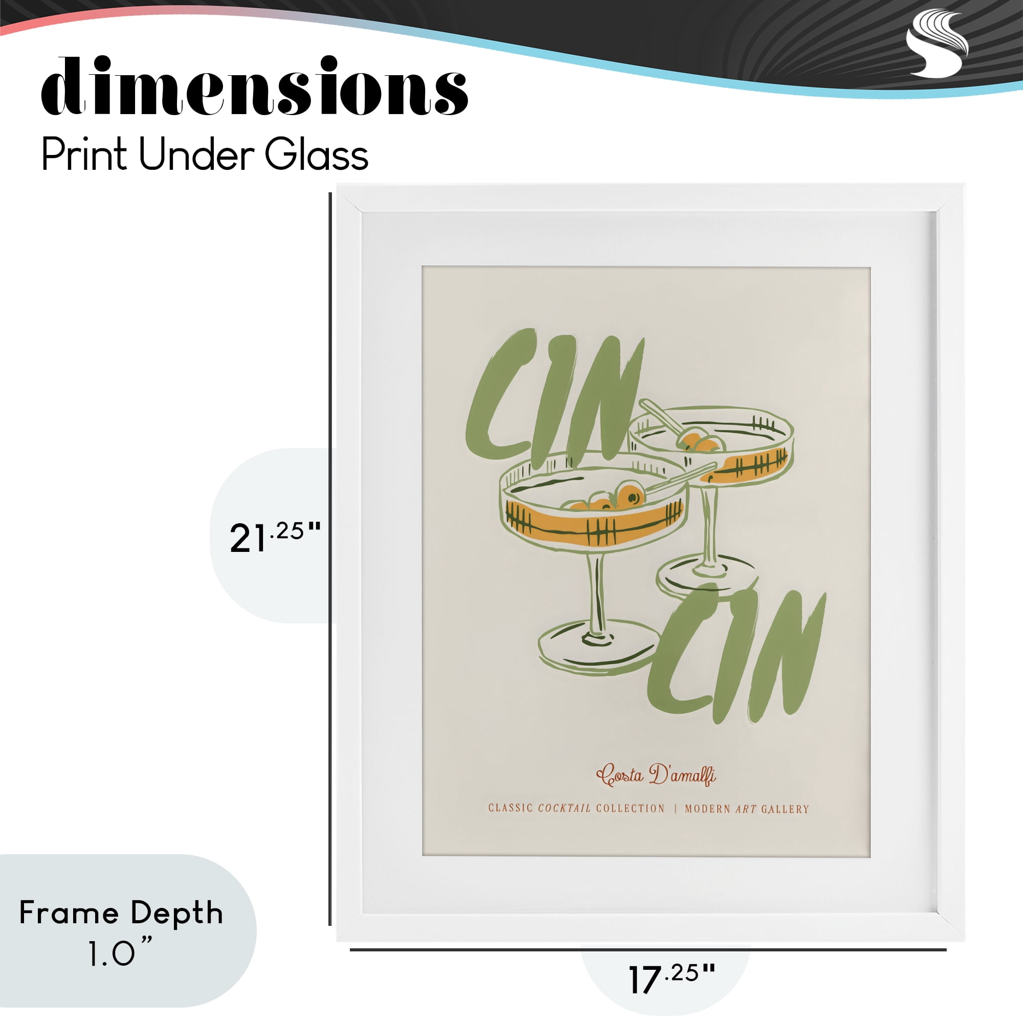 Stupell Industries Cin Cin Amalfi Cocktail White Framed Print Under Glass, design by The Prints Vibe