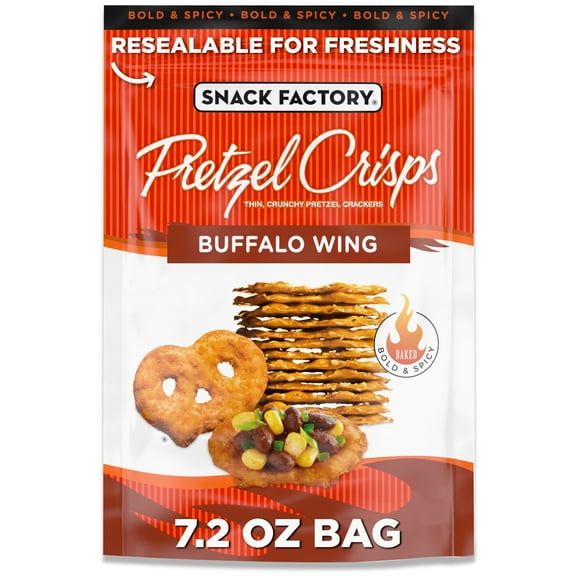 Pack of 2 Snack Factory Buffalo Wing Pretzel Crisps, 7.2 oz (Package May Vary)