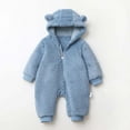 thumbnail image 2 of Loopsun Toddler Jumpsuits, Newborn Long Sleeve Thick Double Fleece Warm Outdoor Bodysuit Long Romper Blue, 9-12 Months, 2 of 5