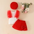 thumbnail image 2 of Zwiiyzr 2025 Girl's 3 Piece Outfits Ribbed Ruffled Sleeveless Tops And High Waisted Skirts With Hat Set Infant Toddler Baby Dress Red, 2 of 9
