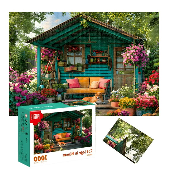 CYFW Bloom Cottage: 1000 Piece Puzzle for Adults,Unique Puzzles for Adults,Stress Relief Adult Puzzles,15x10.2 Inches Family Puzzle Fun