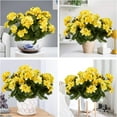 thumbnail image 3 of Viworld 4PCS Artificial Geranium 1 Branch with 5 Flower Heads 14.2inch Long Fake Silk Bouquet, Lifelike, Suitable for Interior Decoration, Porch Garden Decoration (Yellow), 3 of 7