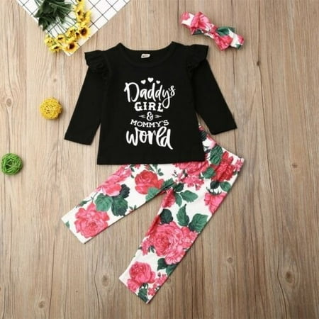 

Newborn Baby Tops T-Shirt Rose Flower Long Leggings Pants Outfits Clothes Autumn Winter Ruffles 0-24M