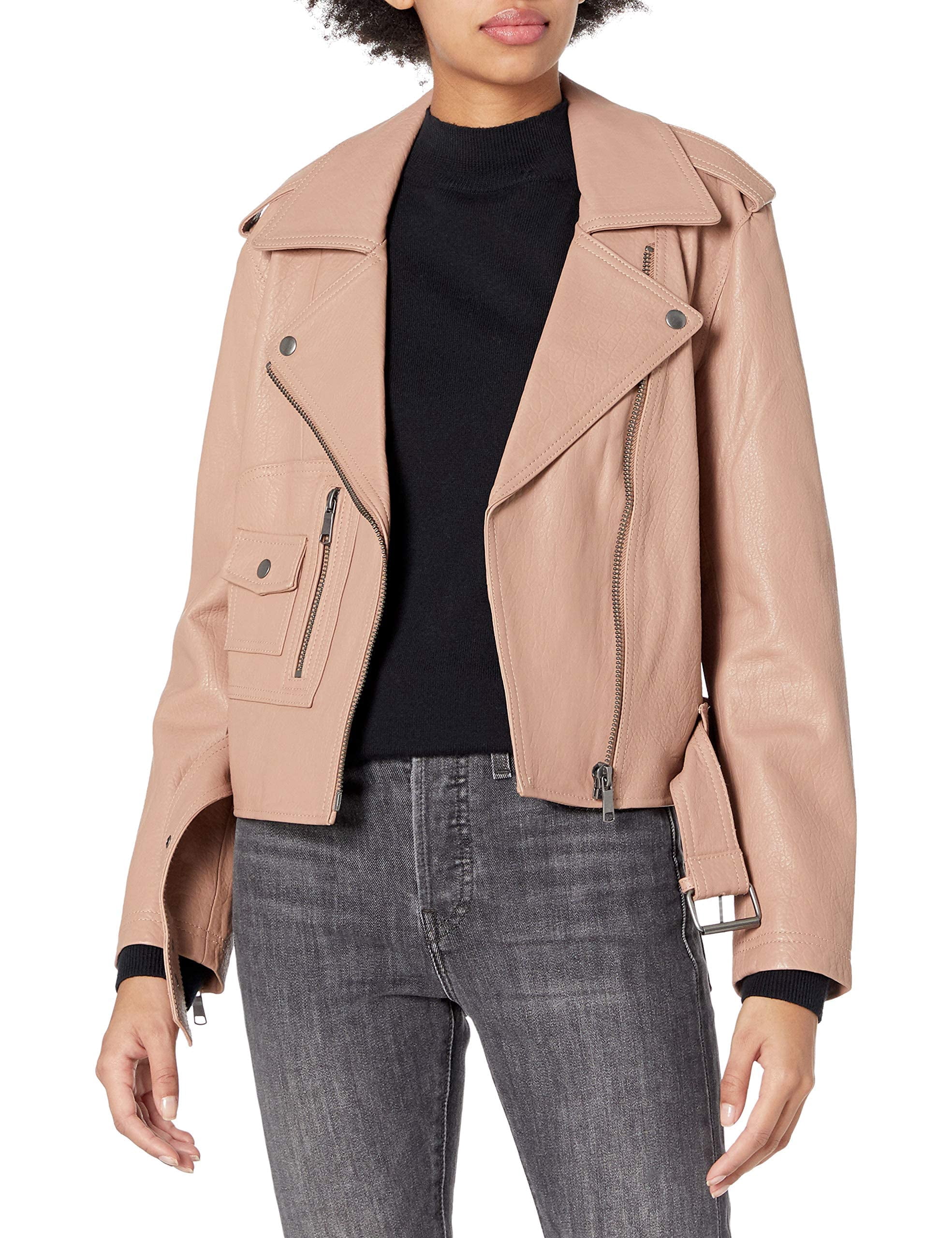 Joie Women's Classic Moto Leather Jacket - Lightweight, Zipped Sleeve Vents, Double Zip Closure