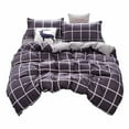 thumbnail image 2 of 4-Piece Soft Breathable Bedding Set - Plain Printed Polyester Quilt Cover, Fitted Sheet & Pillowcases for 59x79in Queen/Double Bed, Fade-Resistant & Machine Washable (Multicolor)​​ (F), 2 of 9