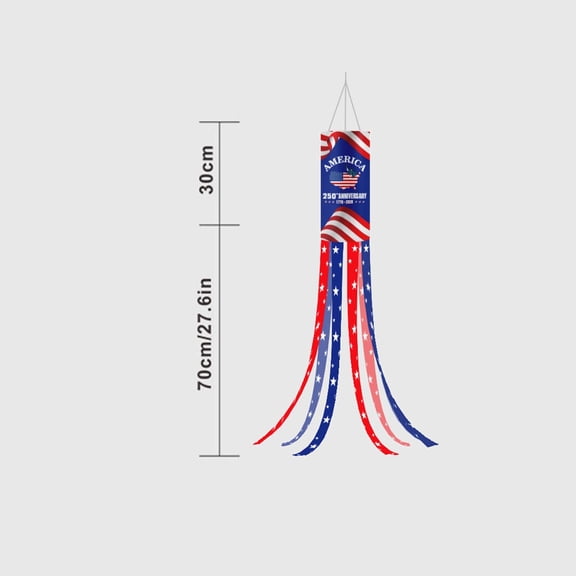 America 250 Windsock Flag Patriotic Hanging Decor for 4th of July Semiquincentennial Celebration Outdoor Yard Garden USA Flag Ornament
